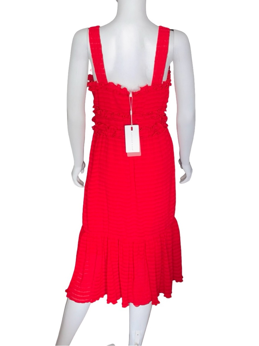 Endless Rose Red Smocked Ruffle Tiered Midi Dress Medium NWT Coquette Cocktail - Picture 3 of 8